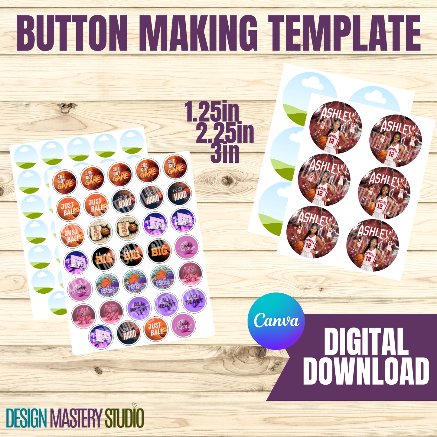 Button Making Canva Template Bundle (1.25", 2.25", 3")
