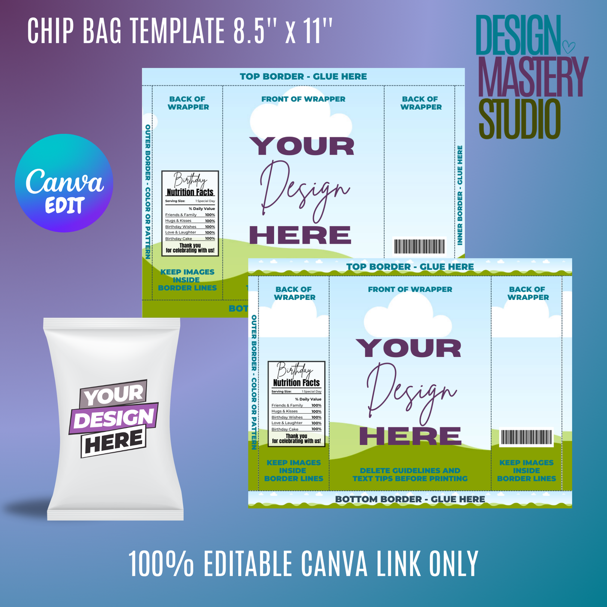 Editable Party Favor Template Bundle | Chip Bags, KitKat, Hershey’s & Reese’s | Canva Templates