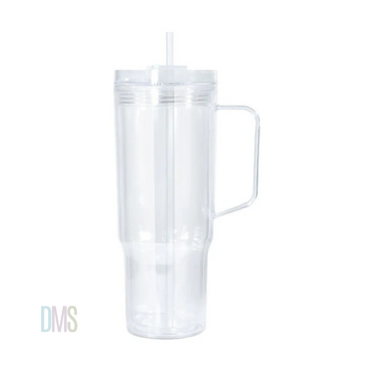 40oz Plastic Custom Snow Globe Tumbler with Handle